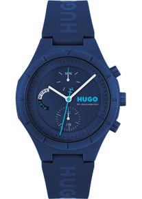 Hugo Herren Multifunktionsuhr "LIT MULTI"blau, Armbanduhren, Quarzuhr, Armbanduhr, Herrenuhr, Silikonarmband, analog
