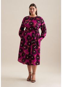 Seidensticker Damen Sommerkleid "Schwarze Rose", pink, Gr. 46, bedruckt, 100% Viskose, Kleider, Langarm Rundhals Druck