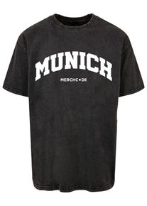 Merchcode Herren T-Shirt "Merchcode Herren Munich Wording - Acid Washed Oversize Tee", schwarz, casual, Gr. M, bedruckt, 100% Baumwolle, Shirts