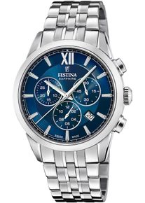 Festina Herren Chronograph "Swiss Made Collection", silber, Armbanduhren, Armbanduhr, Quarzuhr, Herrenuhr, Stoppfunktion, Swiss Made