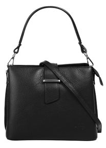 CLUTY Damen Henkeltasche, schwarz, Leder, unifarben, leicht glänzend, Taschen, echt Leder, Made in Italy
