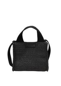 Marc O'Polo MARC O'POLO Damen Umhängetasche "in Raffia-Bast-Optik", schwarz, Polypropylen, Baumwolle, unifarben, Taschen