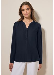 Cecil Damen Langarmbluse, blau, casual, Gr. XXL, unifarben, Stoff, 100% Viskose, Blusen, aus softer Viskose