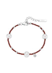 Damen Armband "mit Süßwasser-Perlen und Ziersteinen, Silber 925", 19cm, Silber 925 (Sterlingsilber), silber, Giorgio Martello MILANO, Silber 925