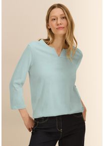 Cecil Damen 3/4-Arm-Shirtcool salvia grün, casual, Gr. XXL, unifarben, Web, 100% Baumwolle, Shirts, mit geschlitztem Rundhalsausschnitt