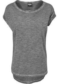 Urban Classics Herren Kurzarmshirt "Urban Classics Damen Ladies Long Back Shaped Spray Dye Tee", grau, casual, Gr. M, colorblocking, 100% Baumwolle,