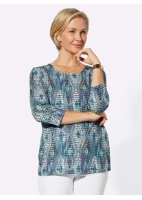 Classic Basics Damen 3/4-Arm-Shirt "Shirt", blau, Gr. 44, gemustert, mehrfarbig, 95% Polyester, 5% Elasthan, Shirts