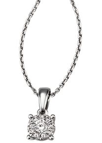 Firetti Damen Kette mit Anhänger "Schmuck Geschenk Gold 585 Halsschmuck Halskette Goldkette Ankerkette", 0,14 ct, Weißgold 585-Diamanten, L: 45cm,