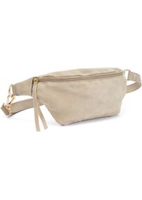 ELBSAND Damen Bauchtasche "Umhängetasche", beige, Veloursleder, unifarben, Taschen, aus Leder, Brusttasche, Schultertasche, Crossbody Bag