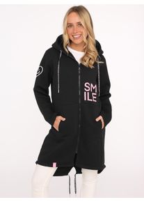 Zwillingsherz Damen Jerseymantel ""Alissa"", schwarz, modisch, Gr. LXL, unifarben mit Farbeinsatz, Sweatware, Obermaterial: 50% Baumwolle, 50%