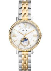 Fossil Damen Quarzuhr "JACQUELINE MOONPHASE", silber, Armbanduhren, Armbanduhr, Damenuhr, Perlmutt-Zifferblatt, Mondphase,Edelstahlarmband