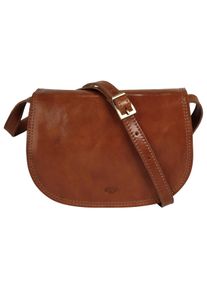 Pike PIKÉ Damen Umhängetasche, braun, Leder, glänzend, beschichtet, Taschen, echt Leder, Made in Italy