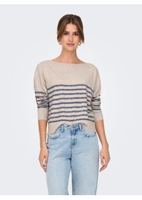 Only Damen Strickpullover "ONLGLORY LIFE LS BOATNECK CC KNT", beige, modisch, Gr. XS, gestreift, Strick, Obermaterial: 93% Polyester, 4% Nylon, 3%