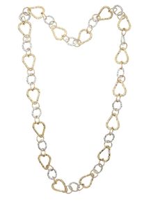 Damen Lange Kette "Chain of Love", gold, Basic, Collezione Alessandro, Metall, Halsketten, lange Gliederkette mit Herzen