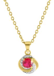 Firetti Damen Kette mit Anhänger "Schmuck Geschenk Silber 925 Halsschmuck Halskette Ankerkette", Silber 925 (Sterlingsilber), L: 45cm B: 1,5mm, rot,