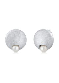 NENALINA Damen Paar Ohrstecker "Stecker Süßwasserzuchtperle gebürstet 925 Silber", OneSize, ohne Stein, Silber 925 (Sterlingsilber), silber, Silber
