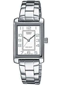 Damen Quarzuhr, silber, CASIO TIMELESS COLLECTION, Armbanduhren, Armbanduhr, Damenuhr, analog, Lederarmband