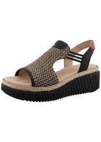 Tom Tailor Damen Sandalette, Gr. 41, schwarz, Lederimitat, Textil, gemustert, modisch, Schuhe, Sandale, Riemchensandalette in sommerlicher Flechtoptik