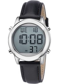 MASTER TIME Herren Funkuhr "Spechende Funkuhr", schwarz, Armbanduhren, Armbanduhr, Quarzuhr, Herrenuhr, Datum, digital, Lederarmband
