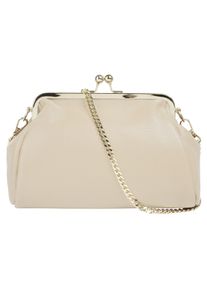 CLUTY Damen Abendtasche, beige, Leder, unifarben, leicht glänzend, Taschen, echt Leder, Made in Italy