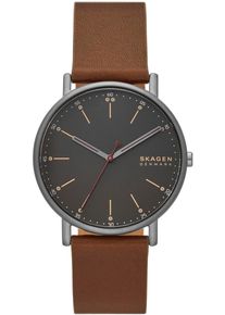 Skagen Damen Quarzuhr "SIGNATUR", braun, Armbanduhren, Armbanduhr, Herrenuhr, Damenuhr, Leuchtzeiger, Lederarmband
