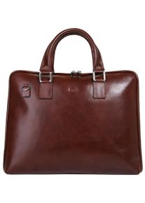 Pike PIKÉ Damen Aktentasche, braun, Leder, glänzend, beschichtet, Taschen, echt Leder, Made in Italy