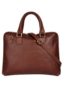 Pike PIKÉ Damen Aktentasche, braun, Leder, glänzend, Taschen, echt Leder, Made in Italy