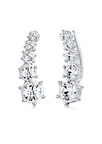 Elli Damen Paar Ohrstecker "Earcuff Klassik Kristalle 925 Silber", OneSize,mit Steinen, Silber 925 (Sterlingsilber), silber, Silber 925