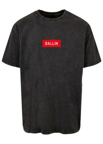 MisterTee Herren T-Shirt "MisterTee Herren Ballin Box Acid Washed Heavy Oversize Tee", schwarz, casual, Gr. XL, bedruckt, 100% Baumwolle, Shirts