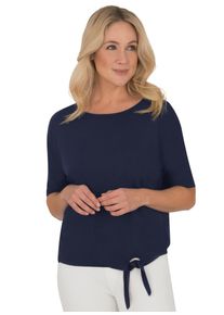 TRIGEMA Damen T-Shirt "TRIGEMA T-Shirt mit modischem Knoten", blau, casual, Gr. S, 94% Viskose, 6% Elastan, Shirts