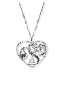 Engelsrufer Damen Kette mit Anhänger "Yin Yang Herz Balance Tropfen Buddha und Om, ERN-YIYAHEART-26-ZI", Silber 925 (Sterlingsilber), L: 50cm B: