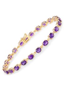 VIRA JEWELS Damen Armband "925-Sterling Silber vergoldet Glänzend Amethyst lila", 19cm, Silber 925 (Sterlingsilber), gelb, Silber 925