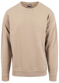 Urban Classics Herren Rundhalspullover "Urban Classics Herren Oversized Open Edge Crew", beige, casual, Gr. S, unifarben, 80% Baumwolle, 20%