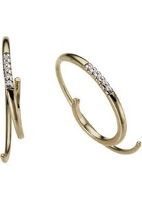 Firetti Damen Paar Creolen "Schmuck Geschenk Gold 333 Ohrschmuck Ohrringe Fantasie bicolor", 0,04 ct P2 = erkennbare Einschlüsse, Gelbgold
