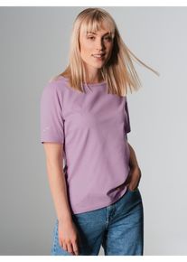 TRIGEMA Damen T-Shirt "TRIGEMA T-Shirt DELUXE Baumwolle mit Kristallsteinen", lila, Basic, Gr. XXL, 100% Baumwolle, Shirts