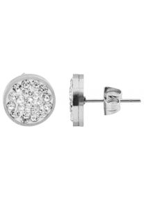 Adelia´s ADELIA ́S Damen Paar Ohrhänger "Neuheit 2025 - Damen Ohrstecker aus Edelstahl und Strass Ø 10 mm", Damen, Edelstahl, weiß, Edelstahl, Ohrringe