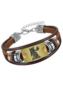 Firetti Armband "Schmuck Geschenk Armschmuck Armkette Edelstein Sternzeichen", Jungfrau, Edelstahl-Messing-Leder, bunt, Edelstahl, Messing, Leder,