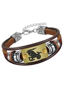 Firetti Armband "Schmuck Geschenk Armschmuck Armkette Edelstein Sternzeichen", Steinbock, Edelstahl-Messing-Leder, bunt, Edelstahl, Messing, Leder,