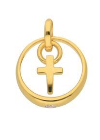 Adelia´s ADELIA ́S Damen Ketten-Anhänger "Damen 333 Gold Anhänger Kreuz mit Zirkonia Ø 11,6 mm", Gold, gold, Gold, Schmuckanhänger, mit Zirkonia für Damen
