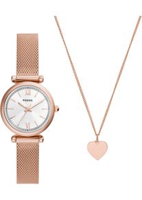 Fossil Damen Quarzuhr "CARLIE MINI", gold, Armbanduhren, Armbanduhr, Damenuhr, Lederarmband