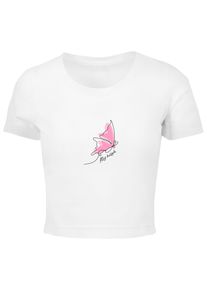 Merchcode Herren T-Shirt "Merchcode Damen Ladies Fly High Cropped Tee", weiß, klassisch, Gr. S, bedruckt, 95% Baumwolle, 5% Elasthan, Shirts