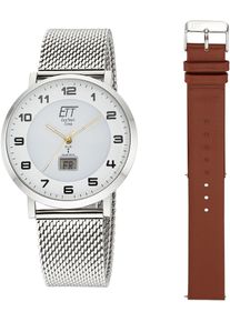 ETT Herren Funkuhr "Atacama", silber, Armbanduhren, Armbanduhr, Herrenuhr, Datum, Solar, ideal auch als Geschenk