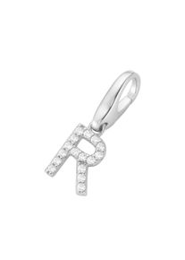 Damen Charm Buchstabe "Buchstabe R, Zirkonia Steine, Silber 925", weiß, Giorgio Martello MILANO, Silber 925 (Sterlingsilber), Charms