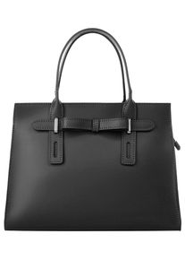 CLUTY Damen Henkeltasche, schwarz, Leder, gepflegt, Taschen, echt Leder, Made in Italy