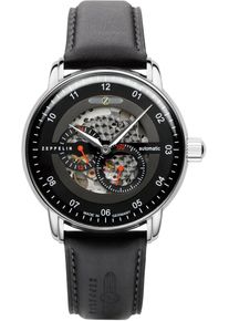 Zeppelin Herren Automatikuhr "New Captain ́s Line", schwarz, Armbanduhren, Mechanische Uhr, Armbanduhr, Herrenuhr, Lederarmband, Made in Germany