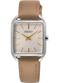 Seiko Damen Quarzuhr, braun, Armbanduhren, Armbanduhr, Damenuhr, Lederarmband