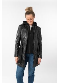 Mauritius Damen Ledermantel "BENTE2", schwarz, casual, Gr. M, Obermaterial: 100% Schafsleder. Futter: 100% Baumwolle. Ärmelfutter: 100% Polyester.