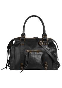 FORTY Damen Shopper, schwarz, Leder, unifarben, leicht glänzend, Taschen, echt Leder, Made in Italy