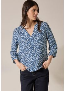 Cecil Damen Klassische Bluse, weiß, casual, Gr. XXL, bedruckt, Stoff, 99% Viskose, 1% Metallfasern, Blusen, mit Elastikbund an den Ärmeln