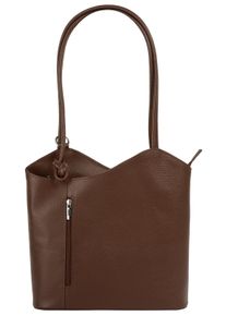 CLUTY Cityrucksack, braun, Rindsleder, Leder, beschichtet, leicht glänzend, elegant, Rucksäcke, echt Leder, Made in Italy